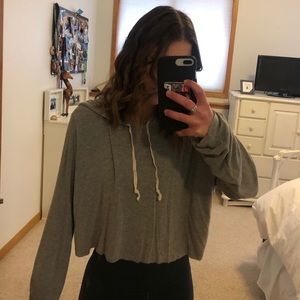 Grey loose cropped hoodie